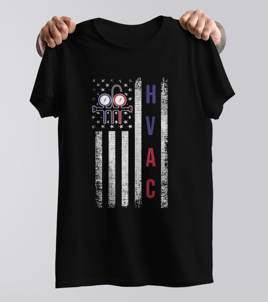 Hvac Technician Men American Flag Usa T-Shirt