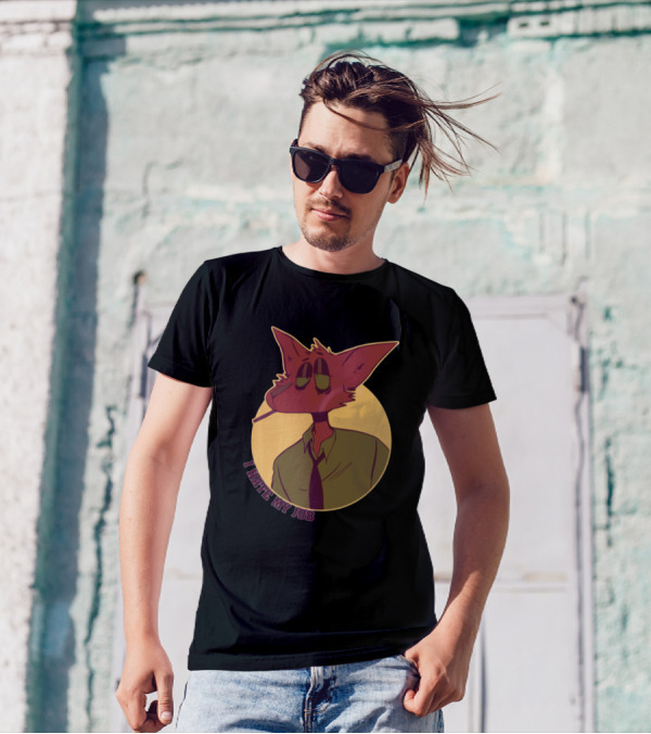 I Hate My Job Fox Character With Tie And Cigarette T-Shirt
