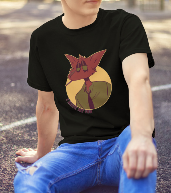 I Hate My Job Fox Character With Tie And Cigarette T-Shirt