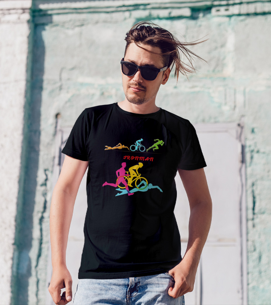 Triathlon Ironman Swim Bike Run Multicolor T-Shirt