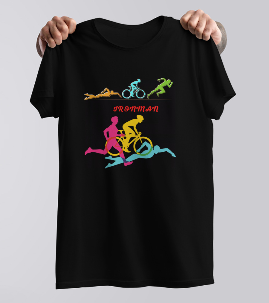 Triathlon Ironman Swim Bike Run Multicolor T-Shirt