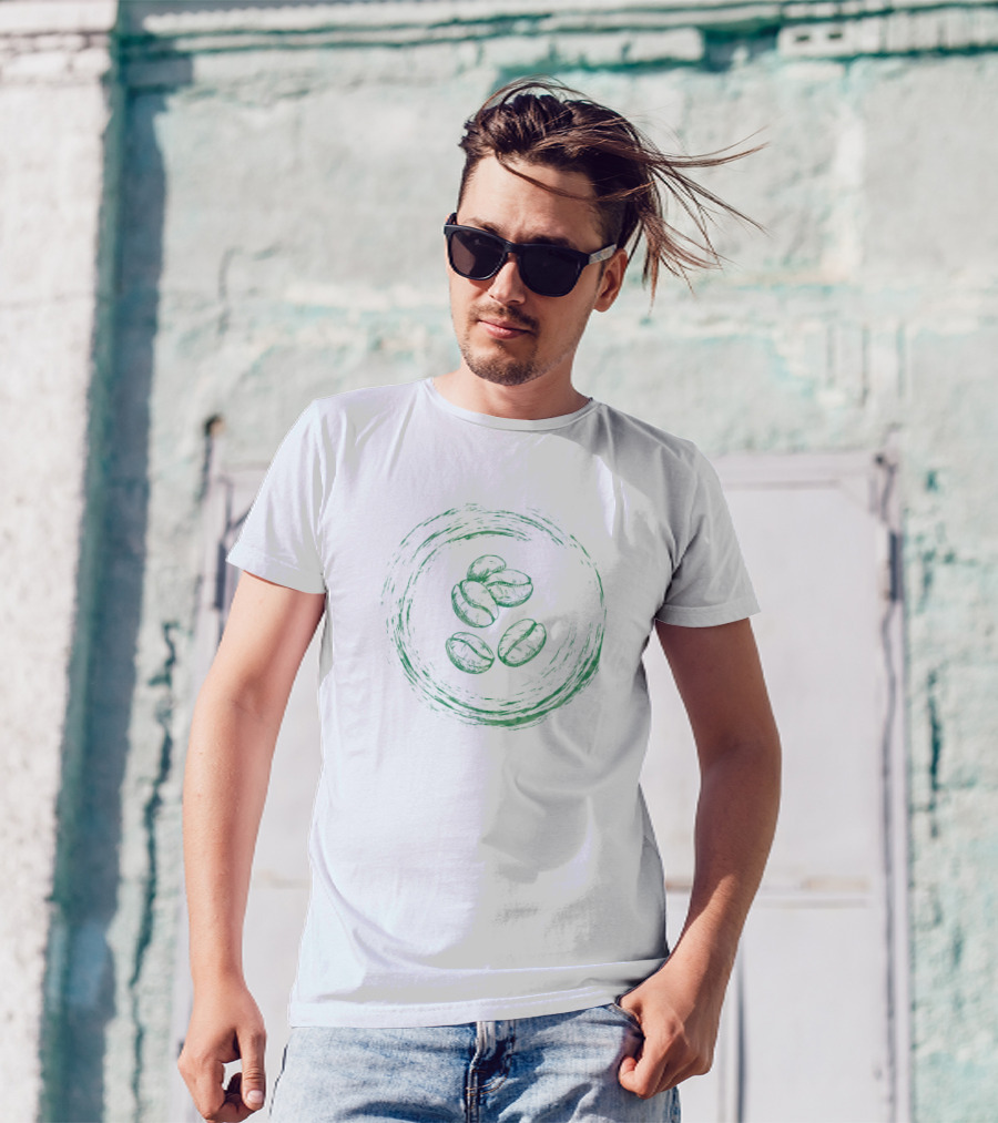 Japanese Zen Symbol Coffee Beans For Yoga And Coffee Lovers T-Shirt