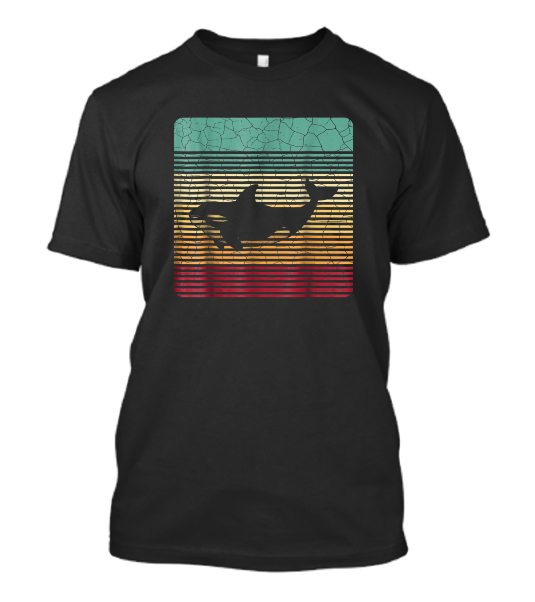 Killer Whale Orca Retro Vintage Novelty Birt Stripes Cracked Background T-Shirt