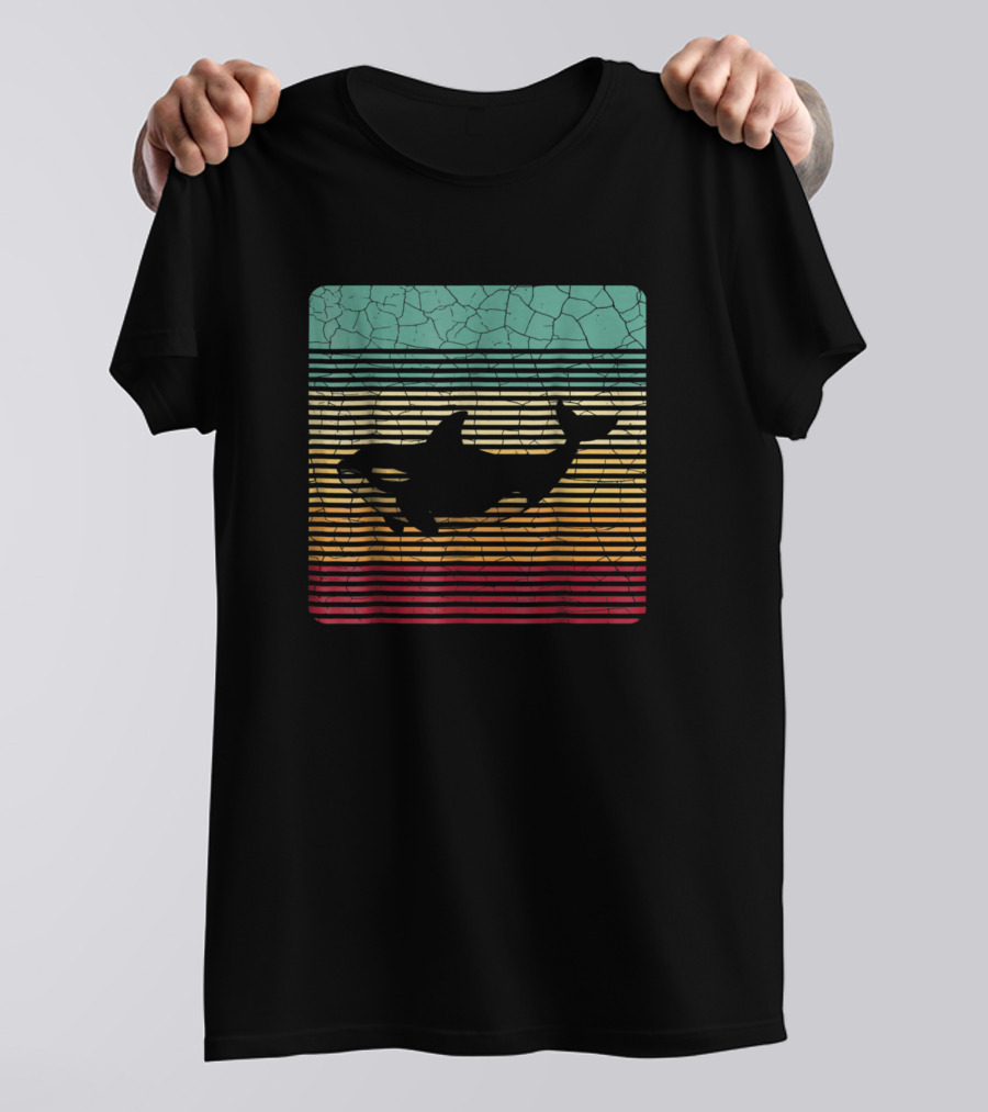 Killer Whale Orca Retro Vintage Novelty Birt Stripes Cracked Background T-Shirt