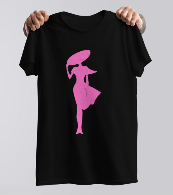 Lady In The Wind Pink Silhouette Fashion T-Shirt