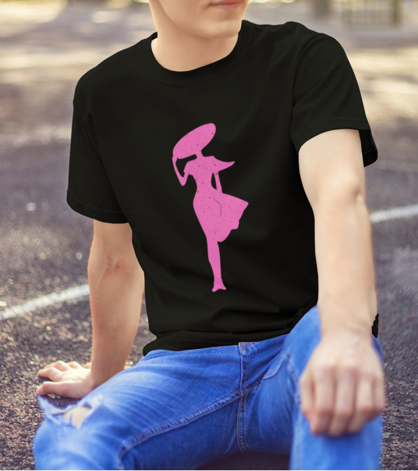 Lady In The Wind Pink Silhouette Fashion T-Shirt