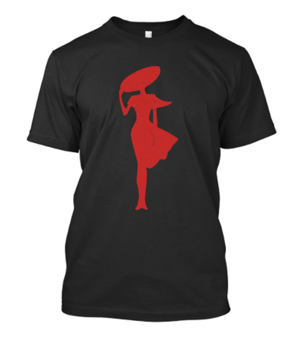 Lady In The Wind Silhouette In Red T-Shirt