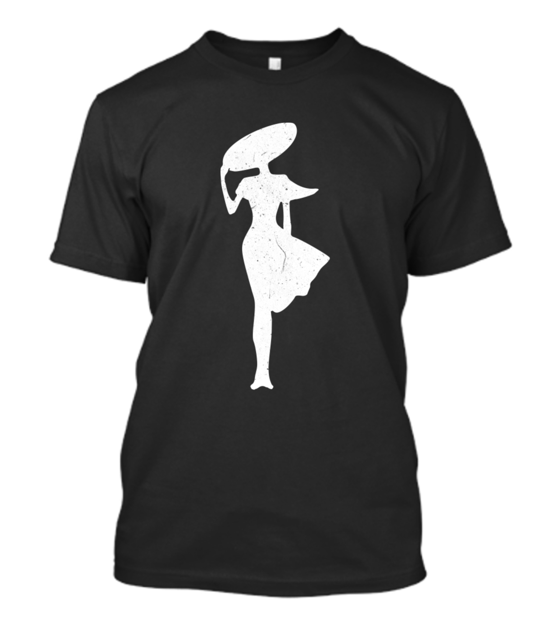 Lady In The Wind White Silhouette Elegance T-Shirt