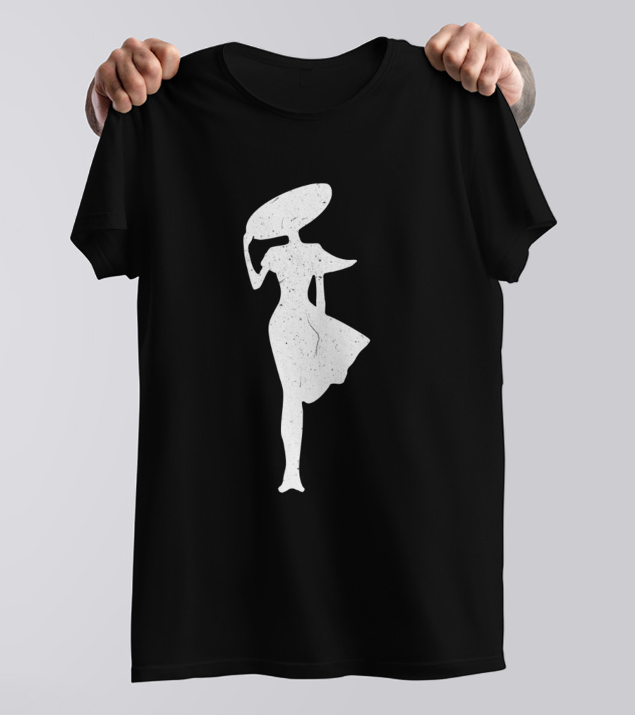 Lady In The Wind White Silhouette Elegance T-Shirt