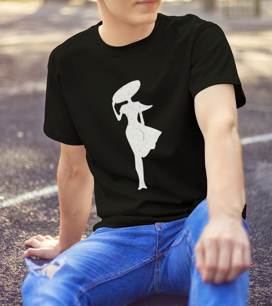 Lady In The Wind White Silhouette Elegance T-Shirt