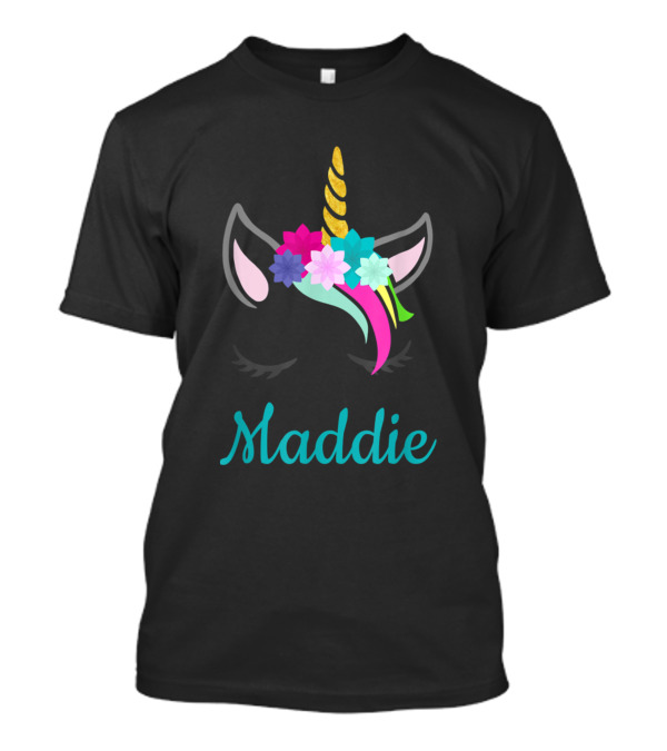 Maddie Unicorn Floral Headband Name Maddie T-Shirt