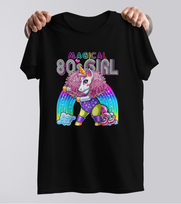 Magical 80s Girl Flossing Unicorn With Leotard And Leg Warmers T-Shirt
