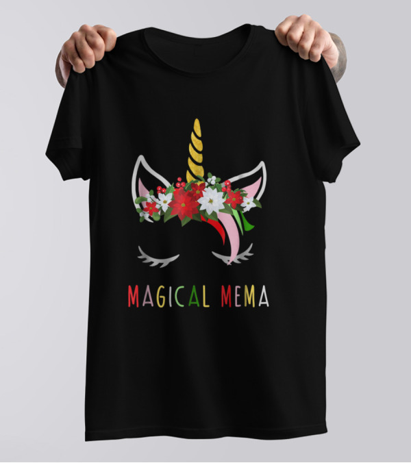Magical Mema Christmas Unicorn Flower Crown T-Shirt