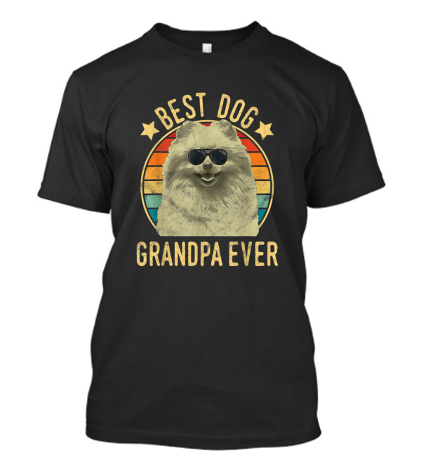 Best Dog Grandpa Ever Pomeranian Retro Sunglasses T-Shirt