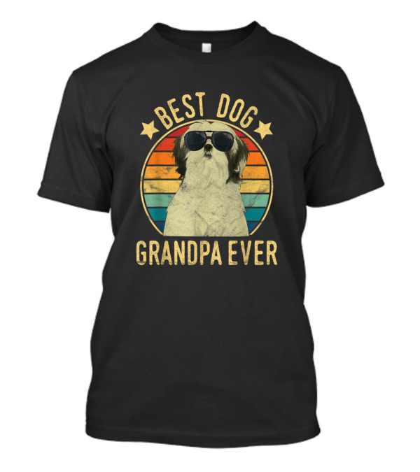 Best Dog Grandpa Ever Shih Tzu Retro Sunglasses T-Shirt