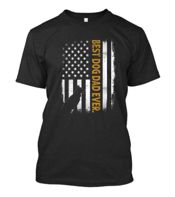 Best Dog Dad Ever German Shepherd American Flag T-Shirt