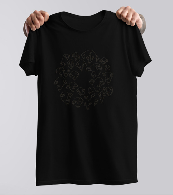 Minimalist Faces Abstract Line Art Arrangement T-Shirt