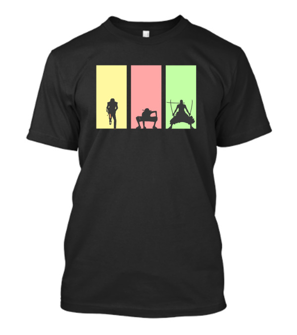 Minimalist One Piece Silhouette Trio Luffy Sanji Zoro T-Shirt