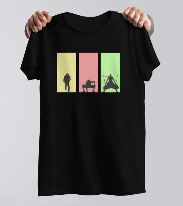 Minimalist One Piece Silhouette Trio Luffy Sanji Zoro T-Shirt
