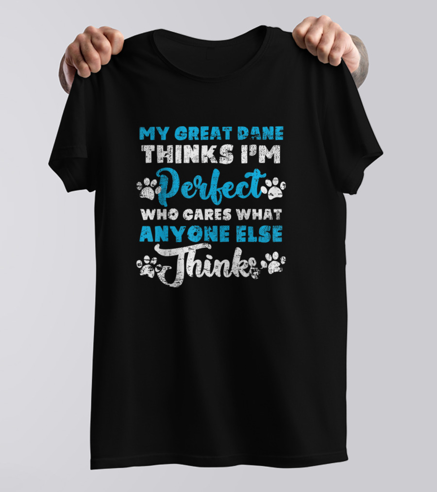 My Great Dane Thinks I'm Perfect Who Cares What Anyone Else Thinks T-Shirt