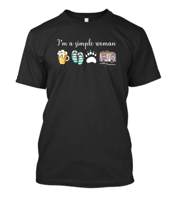 I'm A Simple Woman Beer Flip Flops Dog Paw Camper T-Shirt
