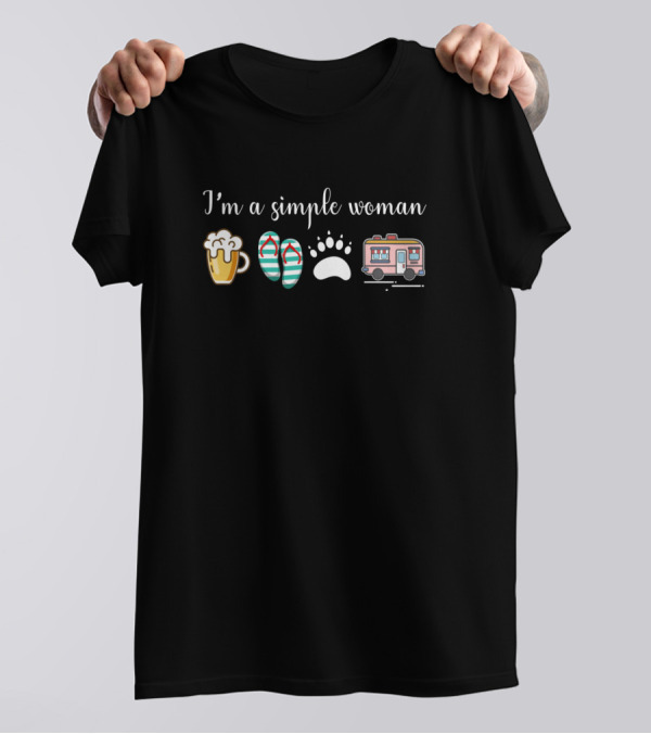 I'm A Simple Woman Beer Flip Flops Dog Paw Camper T-Shirt