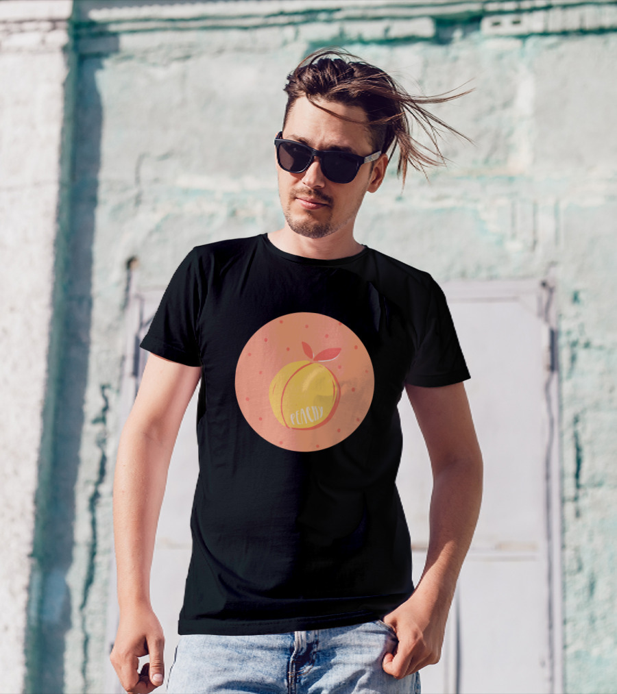 Peachy Peach On Polka Dot Circle T-Shirt