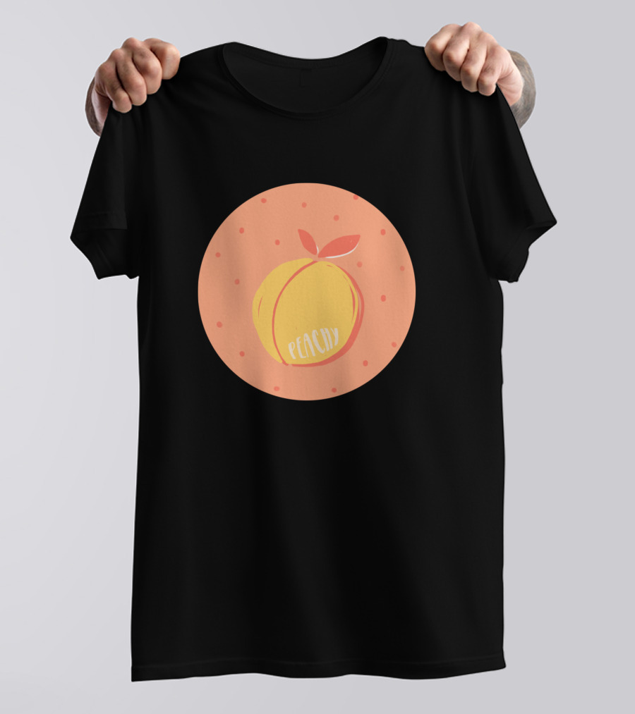 Peachy Peach On Polka Dot Circle T-Shirt