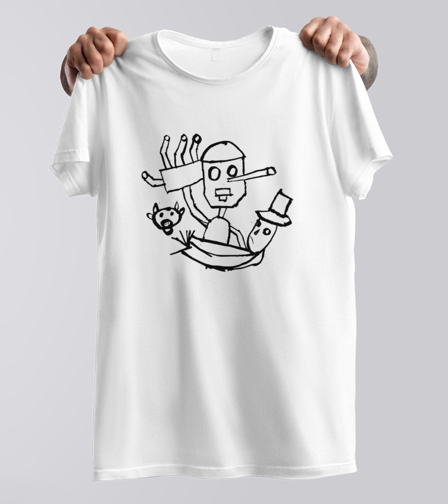 Pinocchio Vs The Scarecrow 1 Cow Robot Arm Monochrome T-Shirt