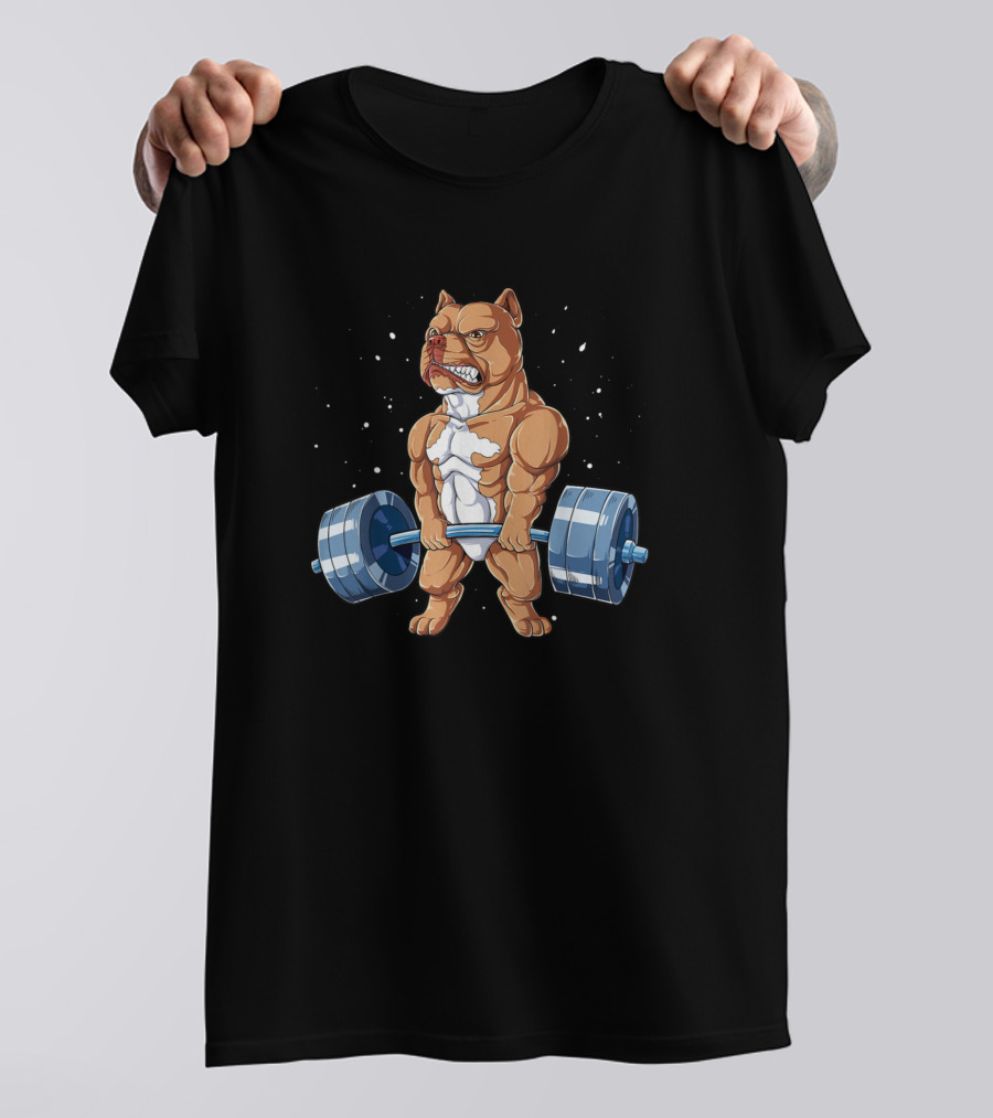 Pit Bull Deadlift Funny Fitness Weightlifting Men T-Shirt