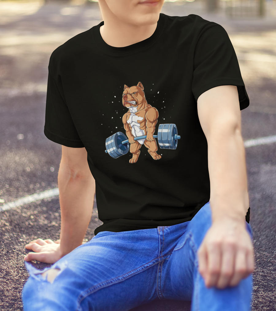 Pit Bull Deadlift Funny Fitness Weightlifting Men T-Shirt
