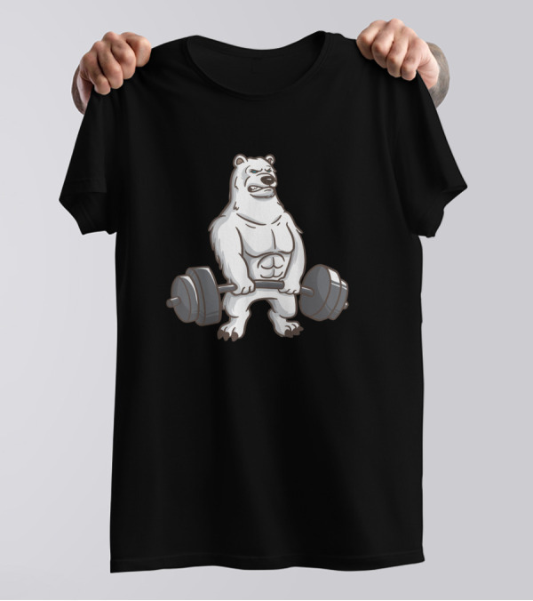 Polar Bear Powerlifting Weightlifting Gym Bear Strength T-Shirt