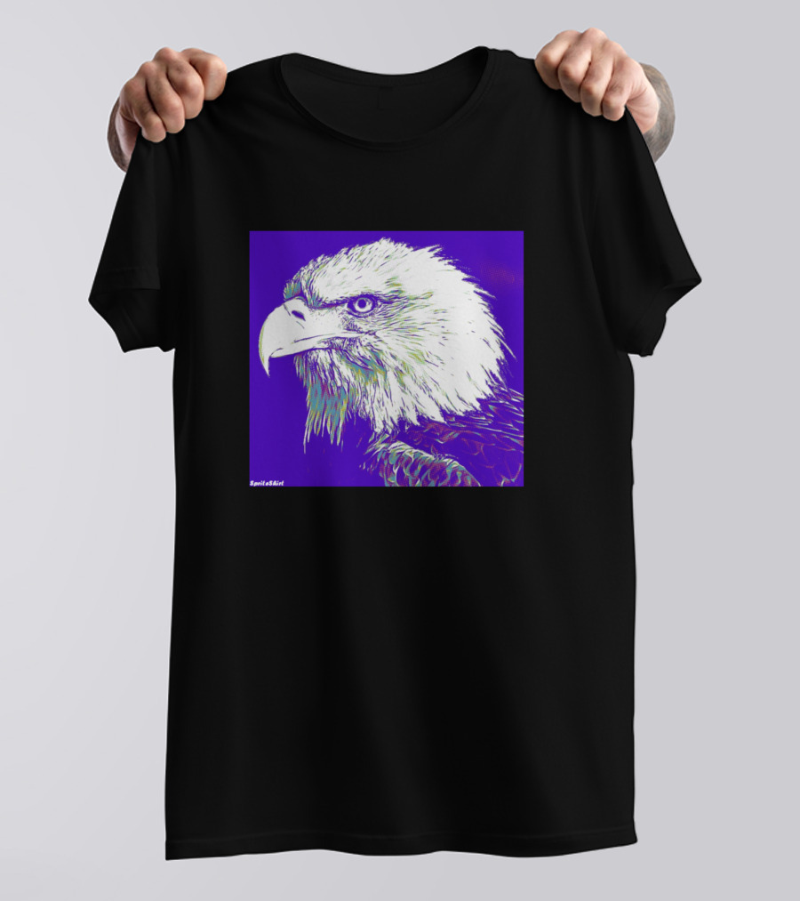 Pop Art Neon Eagle By BasiliStudio Purple Green T-Shirt
