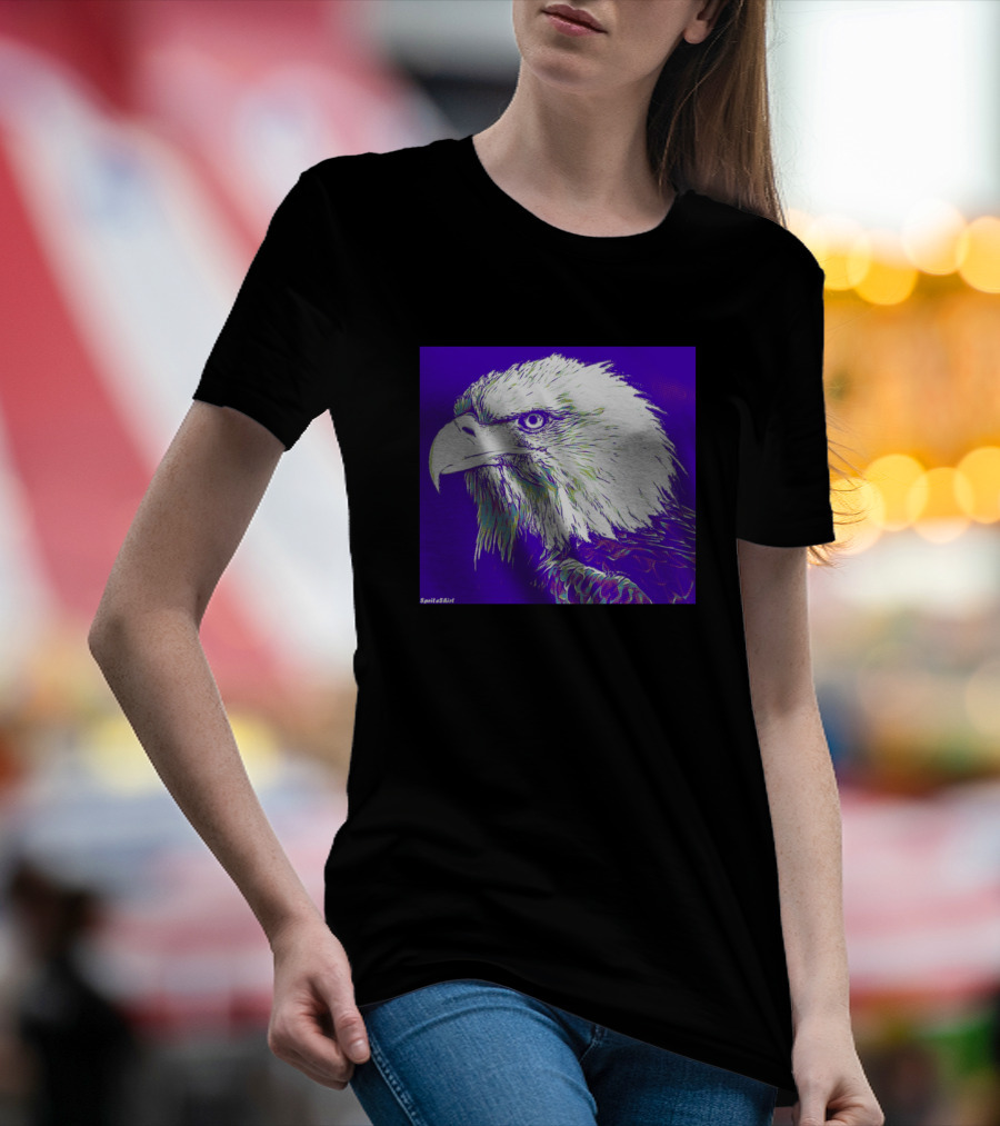 Pop Art Neon Eagle By BasiliStudio Purple Green T-Shirt