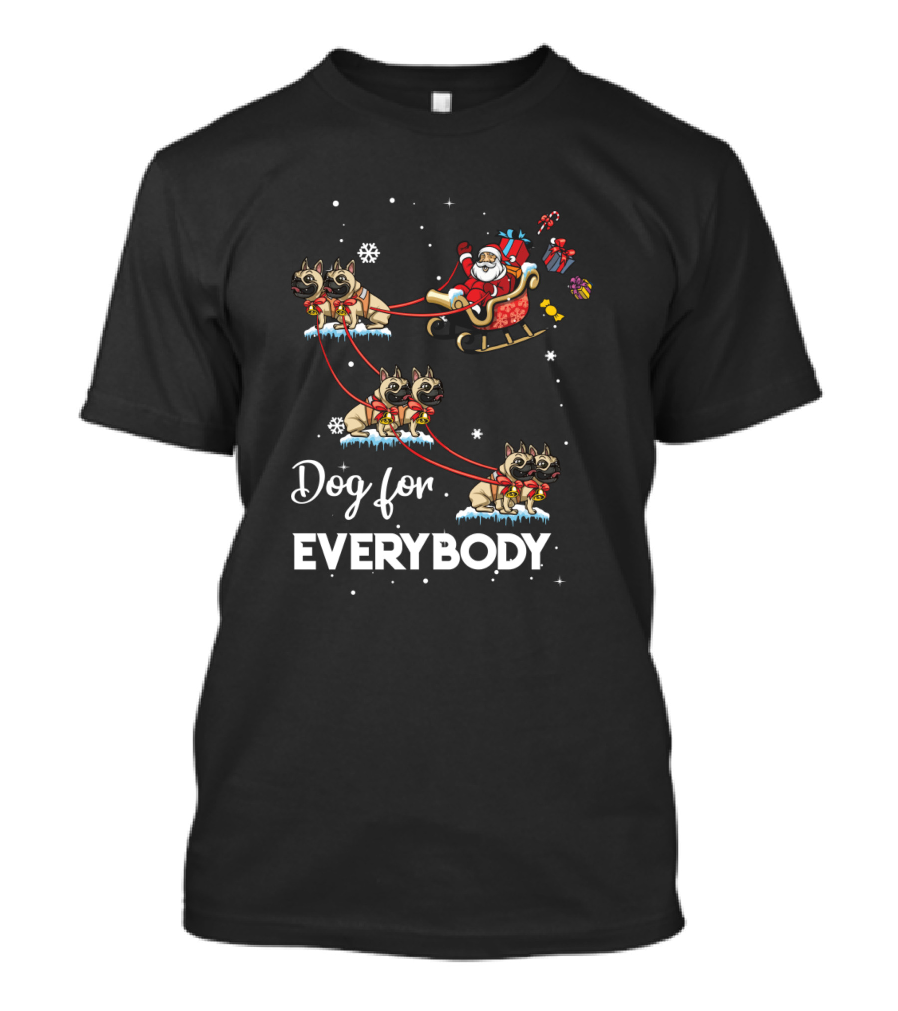 Dog For Everybody Pug Lover Christmas Santa Sled T-Shirt