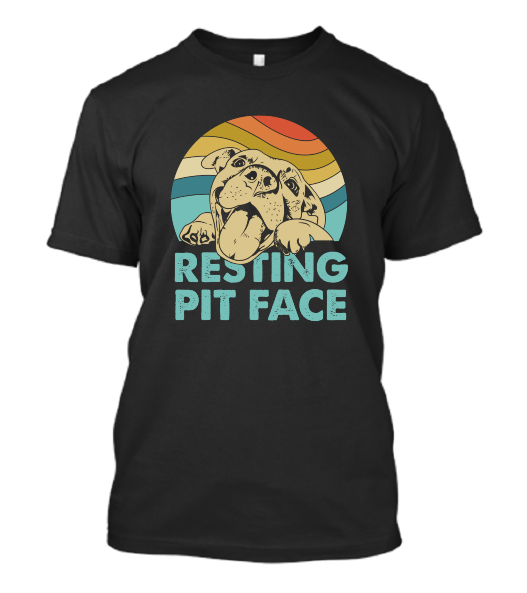 Resting Pit Face Retro Dog T-Shirt