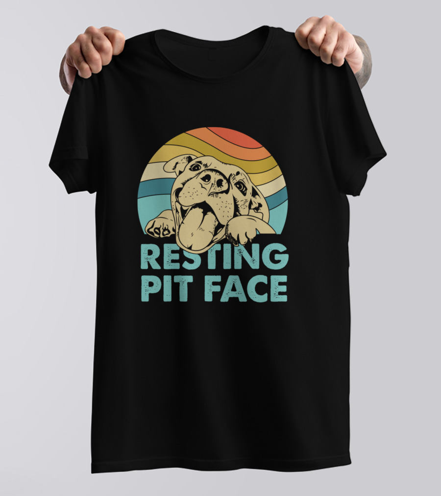 Resting Pit Face Retro Dog T-Shirt