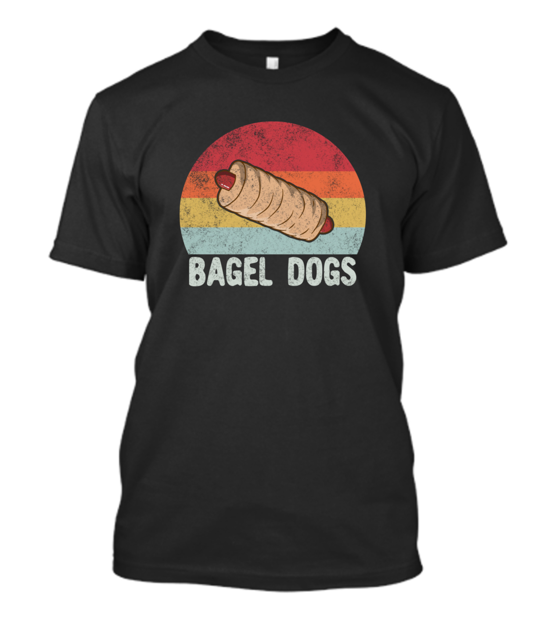 Retro Vintage Bagel Dogs Rainbow T-Shirt