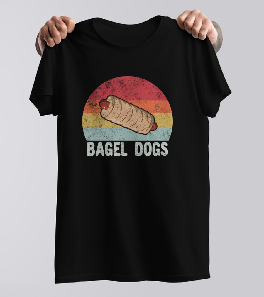 Retro Vintage Bagel Dogs Rainbow T-Shirt