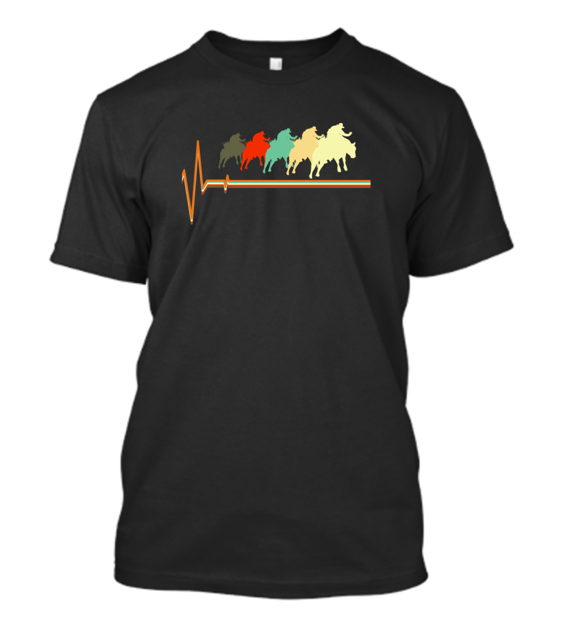 Retro Vintage Bull Riding Heartbeat Love T-Shirt