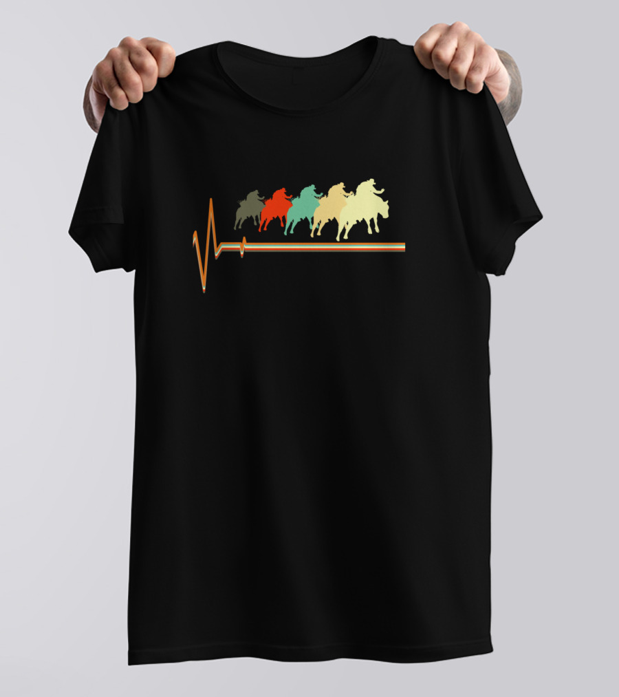 Retro Vintage Bull Riding Heartbeat Love T-Shirt