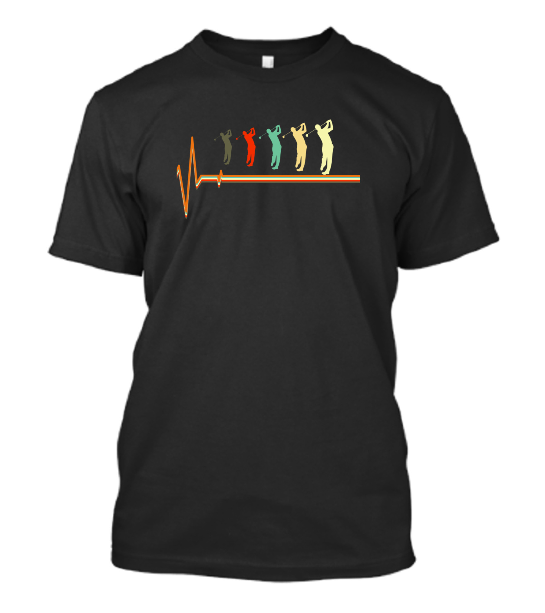 Retro Vintage Golf Heartbeat Wave Players T-Shirt