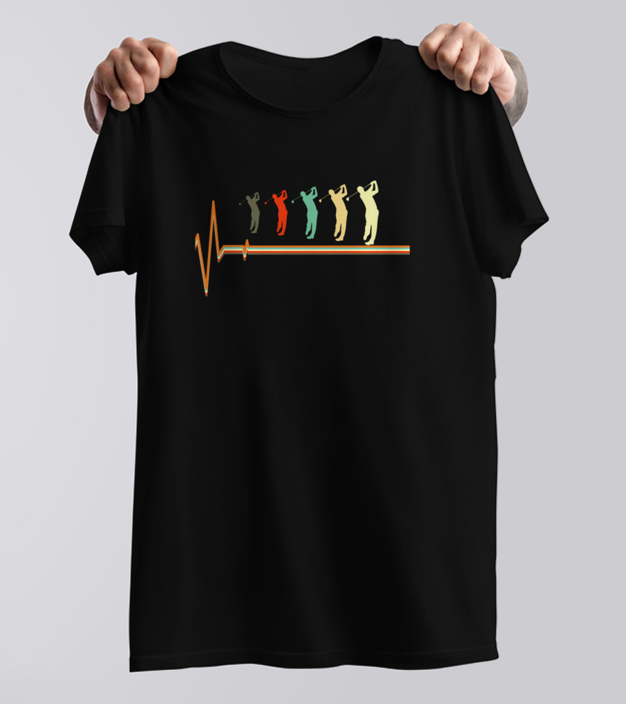 Retro Vintage Golf Heartbeat Wave Players T-Shirt