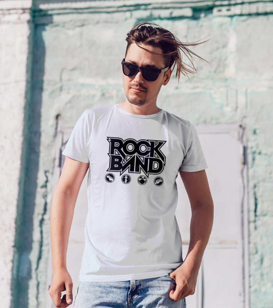 ROCK BAND Video Game Iconic Instruments Symbols T-Shirt