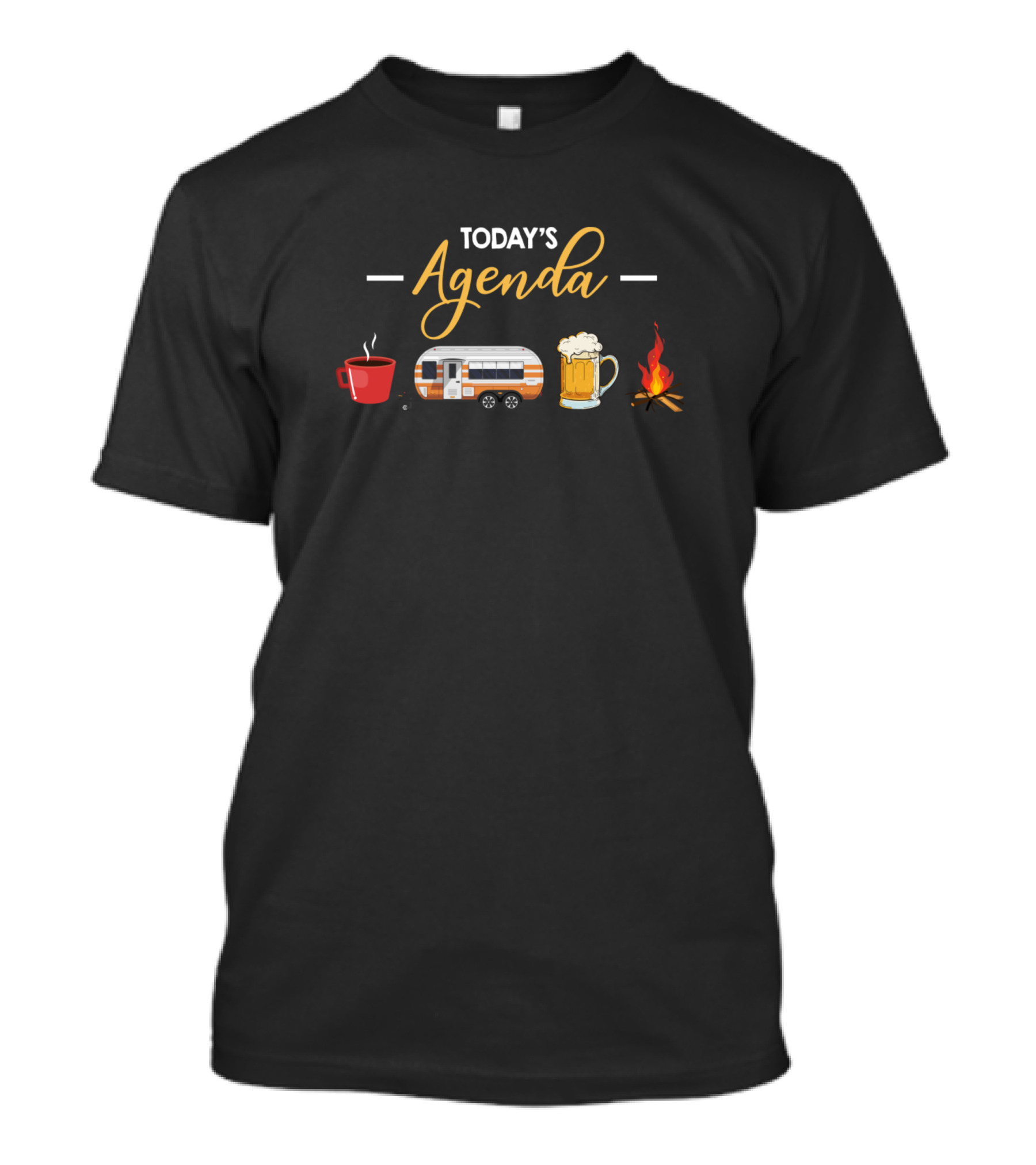 Today's Agenda Coffee Camper Beer Campfire Fun Camping Lover T-Shirt