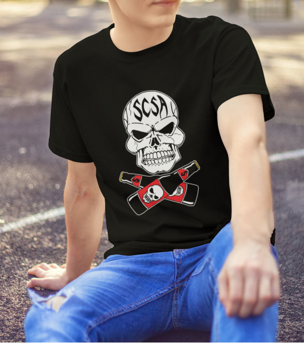 SCSA Skull With Crossed Beer Bottles T-Shirt