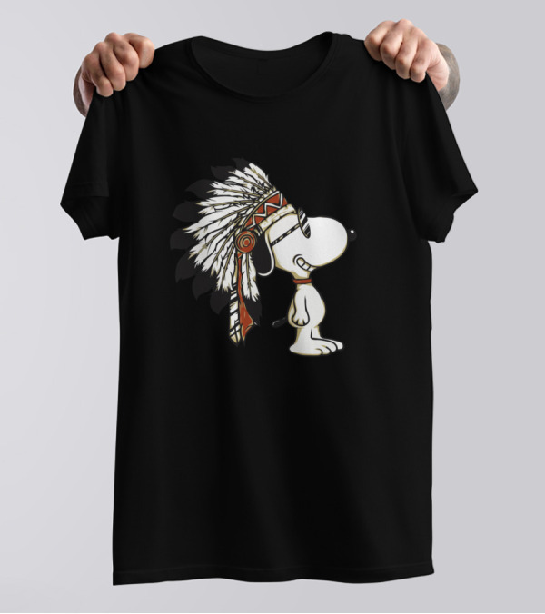 Snoopy Cool Feathered Headdress Profile T-Shirt