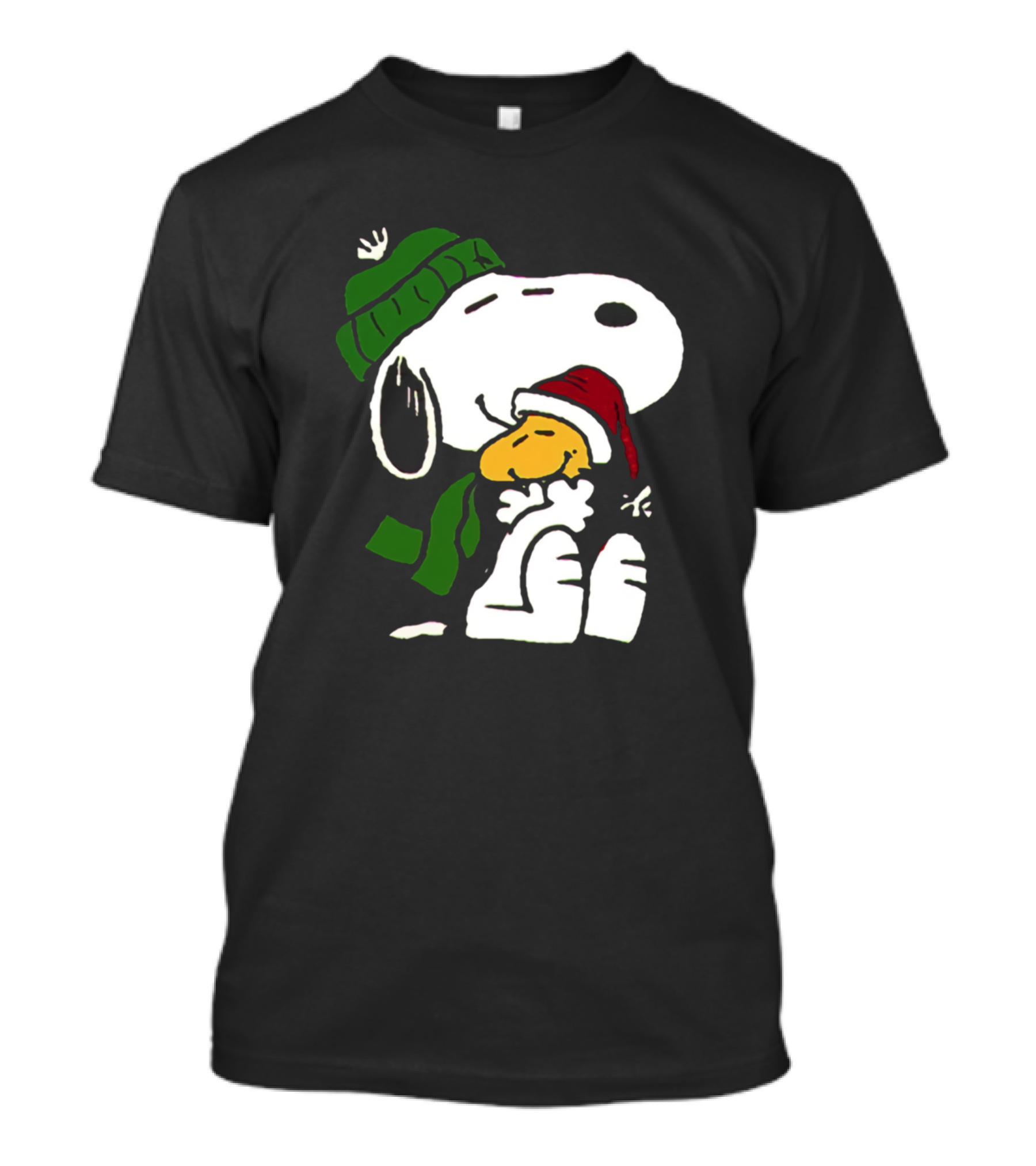 Snoopy Love Fan Hug Wearing Christmas Hats And Scarf T-Shirt