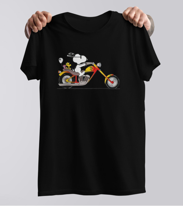 Snoopy And Woodstock Riding Motorcycle T-Shirt