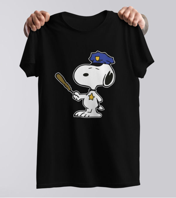Snoopy Police Officer Badge Hat And Baton T-Shirt